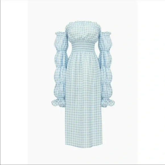 Sleeper | Dresses | Sleeper Womens Michelin Linen Dress Medium Gingham Blue  Vichy | Poshmark